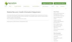 
							         Medical Records / Health Information Department | Specialists ...								  
							    