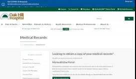 
							         Medical Records | Oak Hill Hospital | Brooksville, FL								  
							    