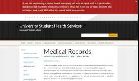 
							         Medical Records | University Student Health Services								  
							    