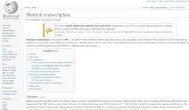 
							         Medical transcription - Wikipedia								  
							    