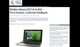 
							         Medion Akoya S2218 at Aldi – First reviews, customer feedback ...								  
							    