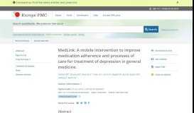 
							         MedLink: A mobile intervention to improve medication ... - Europe PMC								  
							    