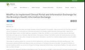 
							         MedPlus to Implement Clinical Portal and Information Exchange for ...								  
							    