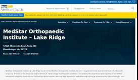 
							         MedStar Orthopaedic Institute in Lake Ridge								  
							    