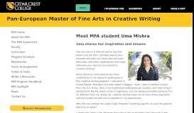 
							         Meet MFA student Uma Mishra - Cedar Crest College								  
							    