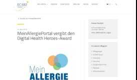 
							         MeinAllergiePortal vergibt den Digital Health Heroes-Award | ECARF								  
							    