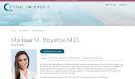 
							         Melissa M. Boyette, M.D. | Coastal Orthopedics | Hand and Wrist ...								  
							    