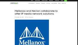 
							         Mellanox and Nevion collaborate to offer IP media network solutions ...								  
							    