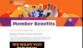 
							         Member Benefits Update April 2016 - ACTU Australian Unions								  
							    