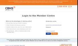 
							         Member Login / Register - CBHS Health Fund								  
							    
