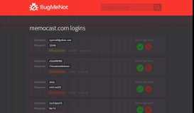 
							         memocast.com passwords - BugMeNot								  
							    