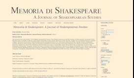 
							         Memoria di Shakespeare - Sapienza Università di Roma								  
							    
