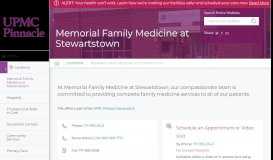 
							         Memorial Family Medicine at Stewardstown | York, Pa - UPMC Pinnacle								  
							    