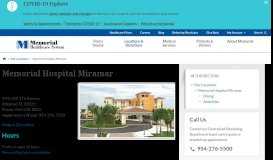 
							         Memorial Hospital Miramar | Memorial Healthcare System								  
							    