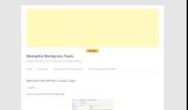
							         Memphis WordPress Custom Login | Memphis WordPress Tools								  
							    
