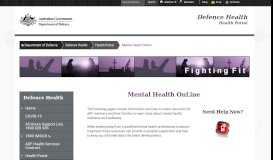 
							         Mental Health Online : Health Portal : Department of Defence								  
							    
