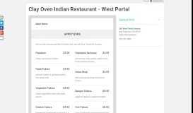
							         Menus for Clay Oven Indian Restaurant - West Portal - San Francisco ...								  
							    