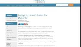 
							         Merge to Unveil Portal for Patients | Diagnostic Imaging								  
							    