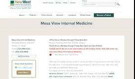 
							         Mesa View Internal Medicine - New West Physicians : New West ...								  
							    