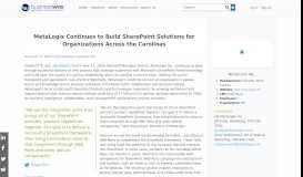 
							         MetaLogix Continues to Build SharePoint Solutions for Organizations ...								  
							    