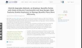 
							         MetLife Upgrades MetLink, an Employer Benefits Portal, with State-of ...								  
							    