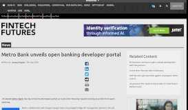 
							         Metro Bank unveils open banking developer portal – FinTech Futures								  
							    