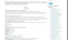
							         Metro Management Development Bill Pay, Online Login, Customer ...								  
							    