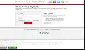 
							         Metro Real Estate Management | Online Monthly Payments - ClickPay								  
							    