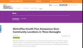 
							         MetroPlus Health Plan Announces New Member Rewards ...								  
							    