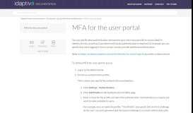
							         MFA for user portal - Idaptive Product Documentation								  
							    