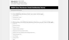 
							         MHDO Data Warehouse Portal Satisfaction Survey								  
							    