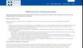 
							         MHFA Instructor Training Information - Mental Health First Aid Missouri								  
							    