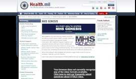 
							         MHS GENESIS | Health.mil								  
							    