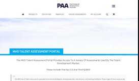 
							         MHS Talent Assessment Portal Products - PAA								  
							    
