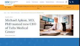 
							         Michael Apkon, MD, PhD named new CEO of Tufts Medical Center ...								  
							    