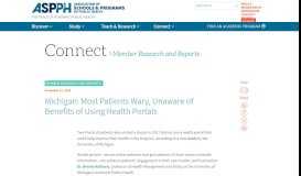 
							         Michigan: Most Patients Wary, Unaware of Benefits of Using Health ...								  
							    