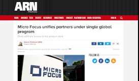 
							         Micro Focus unifies partners under single global program - ARN								  
							    