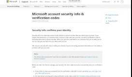 
							         Microsoft account security info & verification codes								  
							    
