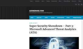 
							         Microsoft Advanced Threat Analytics (ATA) - AdinErmie.com								  
							    