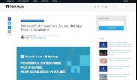 
							         Microsoft Announces Azure NetApp Files is Available | NetApp Blog								  
							    