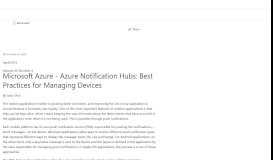 
							         Microsoft Azure - Azure Notification Hubs: Best Practices for Managing ...								  
							    