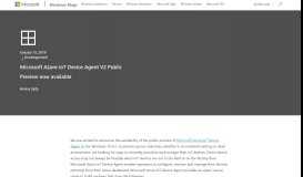 
							         Microsoft Azure IoT Device Agent V2 Public Preview now available ...								  
							    