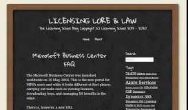 
							         Microsoft Business Center FAQ - Licensing Lore & Law								  
							    