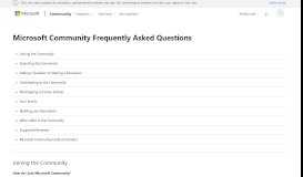 
							         Microsoft Community Frequently Asked Questions - Microsoft Community								  
							    