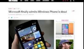 
							         Microsoft finally admits Windows Phone is dead - The Verge								  
							    