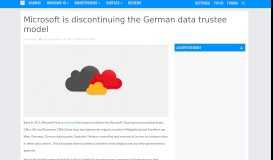 
							         Microsoft is discontinuing the German data trustee model ...								  
							    