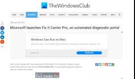 
							         Microsoft launches Fix it Center Pro, an automated diagnostic portal								  
							    