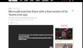 
							         Microsoft matches Slack with a free version of its Teams chat app - The ...								  
							    