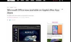 
							         Microsoft Office now available on Apple's Mac App Store - The Verge								  
							    