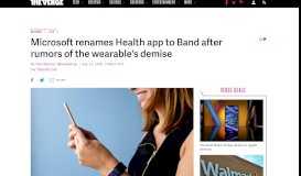 
							         Microsoft renames Health app to Band after rumors of the wearable's ...								  
							    